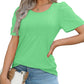 🔥Last Day Sale 50%🔥Women's Short Sleeve Pleated Dressy Casual Scooped Neck Tops