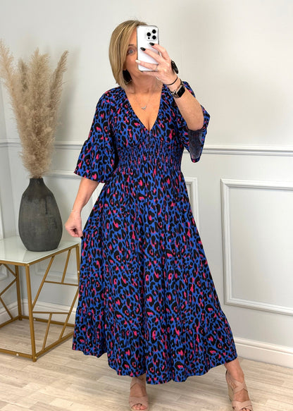 🔥🐆Last Day Promotion 49% OFF - 👗Leopard Shirred Waist Dress