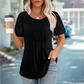 🔥Last Day Sale 50%🔥Women's Short Sleeve Pleated Dressy Casual Scooped Neck Tops