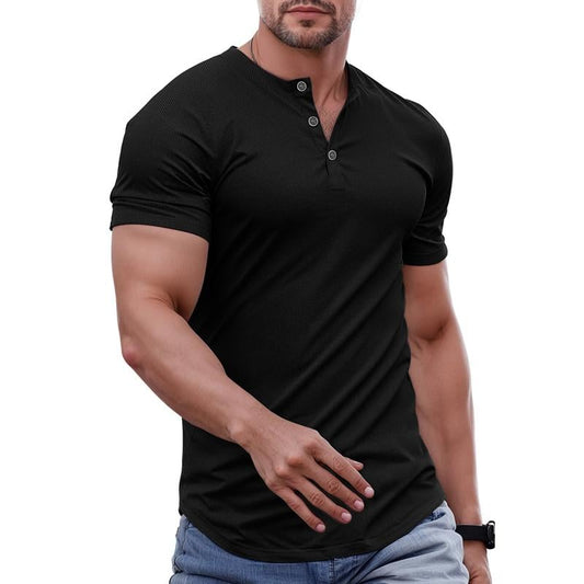 💥2025 Newest💥Men's Muscle Slim Henley Shirts with Button