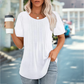 🔥Last Day Sale 50%🔥Women's Short Sleeve Pleated Dressy Casual Scooped Neck Tops