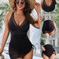 💖2025 Summer Sale 49% OFF👙Tummy Control Mesh Sheer Sarong Wraps Women One Piece Swim Dress