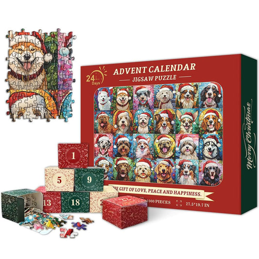 ✨Last day sale 49% OFF🐶Happy Christmas Dogs Advent Calendar Jigsaw Puzzle 1000 Pieces