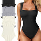 🔥2024  Summer Sale 49% OFF 🔥Sexy Ribbed Strappy Square Neck Sleeveless Tummy Control Tank Tops Bodysuits🩱