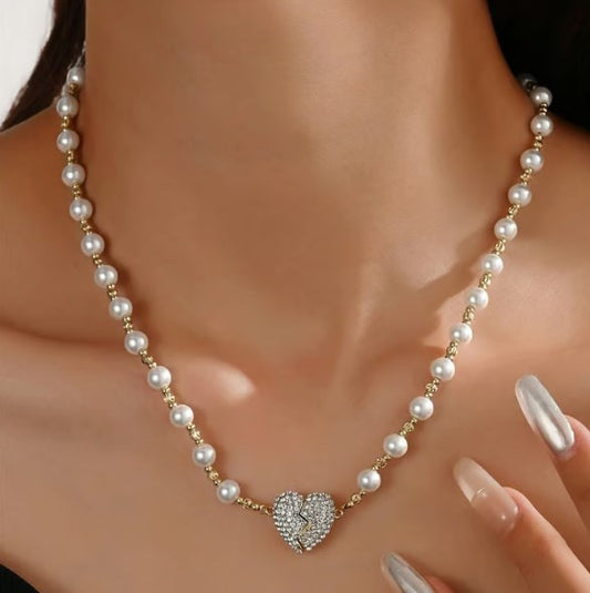 🌲 Early Christmas Sale🎁2024 New Magnetic Pearl Heart Necklace