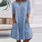 🔥2025 HOT SALE 50% OFF🔥Women's Half Sleeve V-neck Solid Color Lace Buttons Pockets Midi Dress