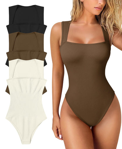 【🎅Xmas Sale Buy 1 Get 3 & Only ￡6.33 Per Each】Racerback Wide Shoulder Straps Seamless Bodysuit