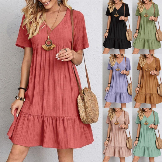 🎁Hot Sale 49% OFF⏳ Retro V-neck Loose Casual Dress💥BUY 2 GET FREE SHIPPING💥