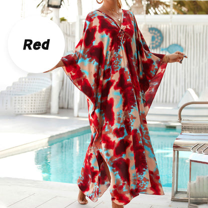🔥2024 Summer Sale 49% OFF💥 Casual Flowing V-Neck Long Swimsuit Cover Ups