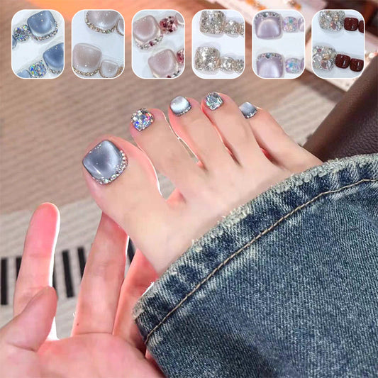 🔥2024 Summer Sale 49% OFF💥14 Sheets Square Press on Diamond Toenails🌈