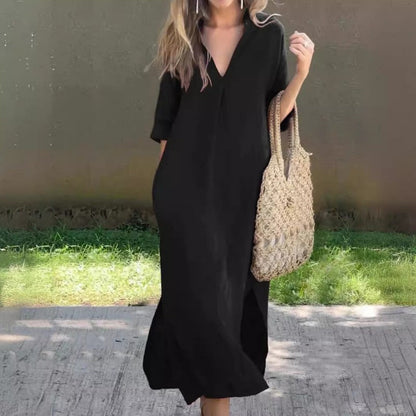 Elegant V-Neck Slit Dress