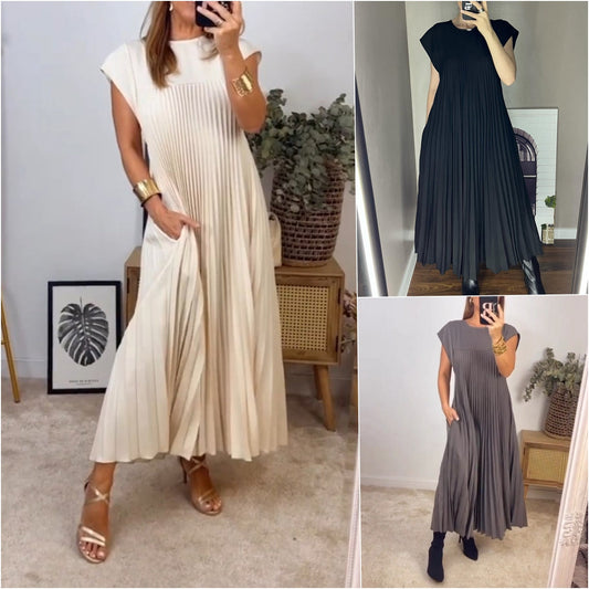 🔥Summer Promotion 49% OFF 🔥Sleeveless Pleated Simple Solid Color Dress