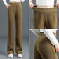💝Best Gift for Her💝 Women's Versatile Simple Stretch Elastic Waist Loose Wide Leg Pants-padded with fleece