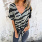 💖Limited Sale 50% OFF💖Women's V-Neck Striped Printed Casual Short-Sleeved Top