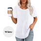 🔥Last Day Sale 50%🔥Women's Short Sleeve Pleated Dressy Casual Scooped Neck Tops