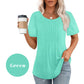 🔥Last Day Sale 50%🔥Women's Short Sleeve Pleated Dressy Casual Scooped Neck Tops