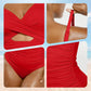 🏖️Last Day Special Sale 49% OFF🩱Women's Solid Ribbed Cutout-Front Shaping Swimsuit👙