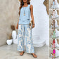 🔥Mother's Day Hot Sale 50% OFF🌺Women’s Trendy Print 2 Piece Outfits Sleeveless Top & Pants